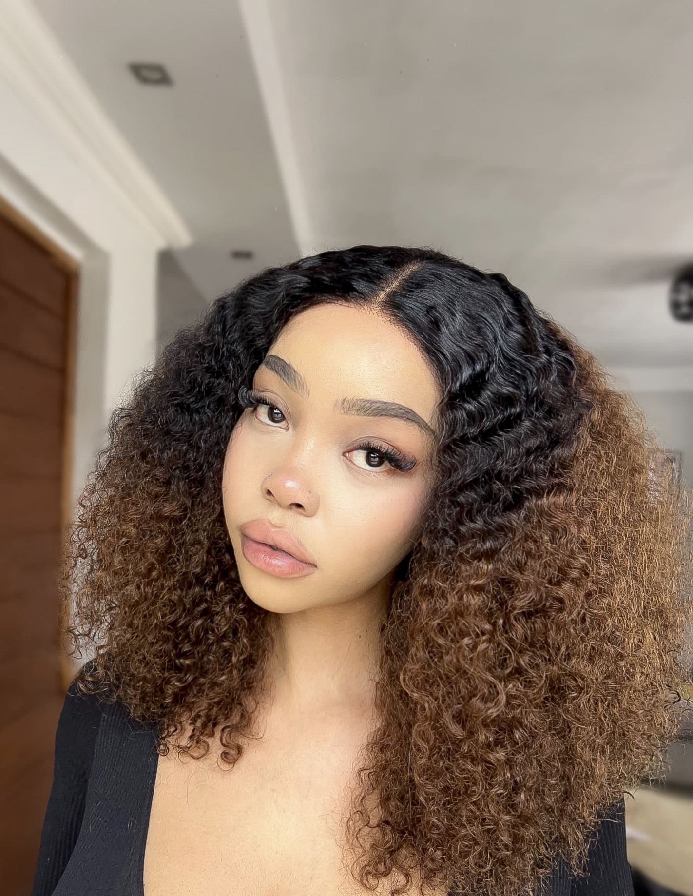 Brazilian Lace Wig  5x5 Deep Curl Col 1B4 18 Inch