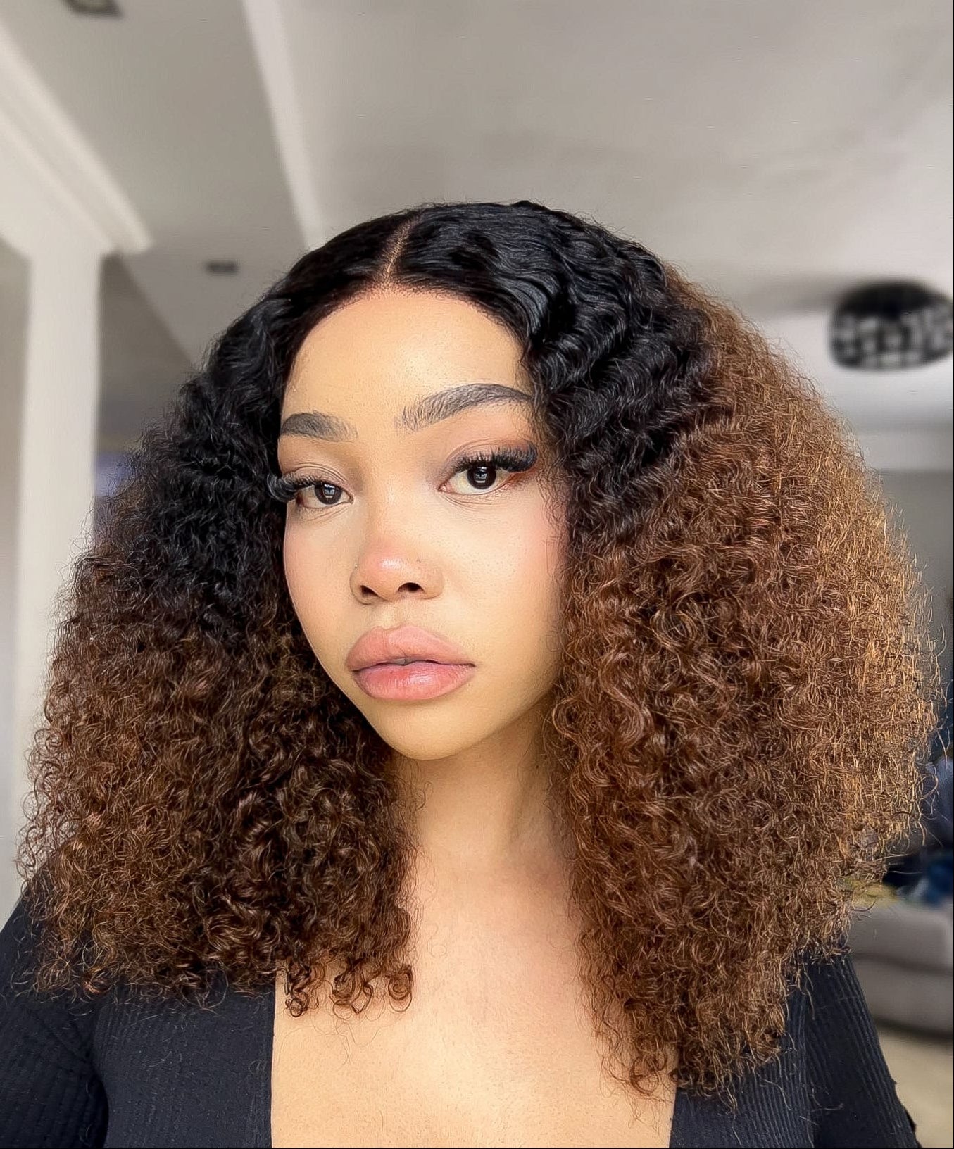 Brazilian Lace Wig  5x5 Deep Curl Col 1B4 18 Inch